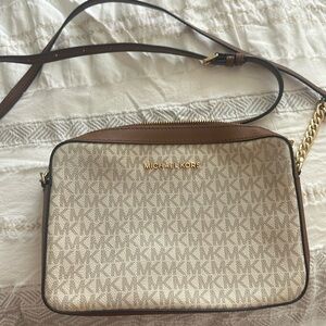 Michael Kors purse, white with brown letters